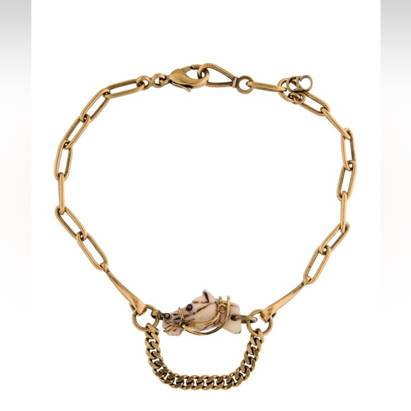 Christian DIOR Diorodeo Horse Chain Antiqued Gold Collar Necklace - Picture 8 of 9